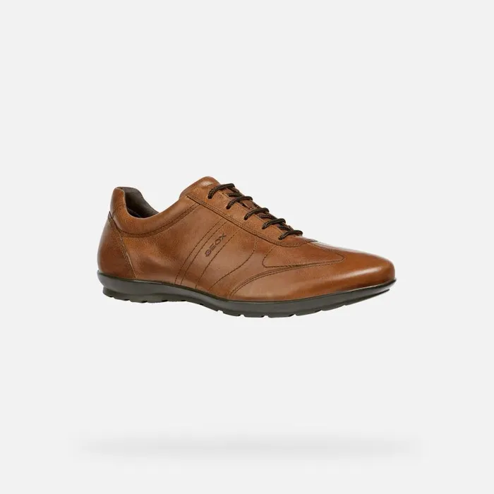 Man Geox Casual Shoes SYMBOL Men039s Browncotto Leather Shoes Geox Brown Cotto