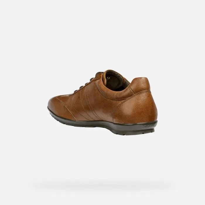 Man Geox Casual Shoes SYMBOL Men039s Browncotto Leather Shoes Geox Brown Cotto