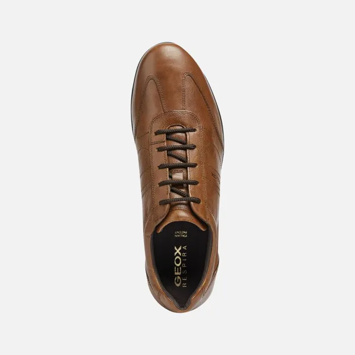 Man Geox Casual Shoes SYMBOL Men039s Browncotto Leather Shoes Geox Brown Cotto