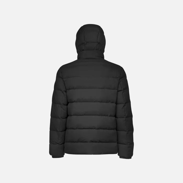 Man Geox Down Jackets ELVER MAN Black Short Down Jacket Black