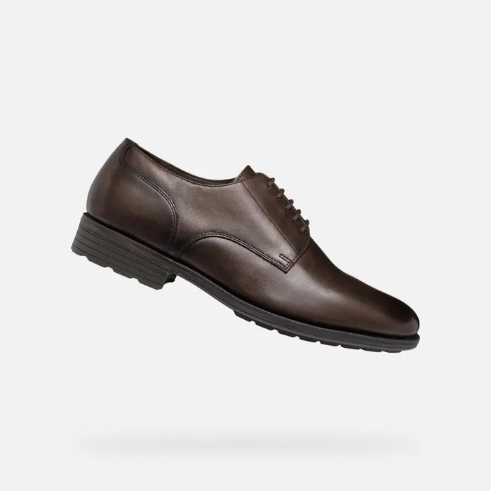 Man Geox Formal Shoes WALK PLEASURE F MAN Coffee Leather Shoes Coffee