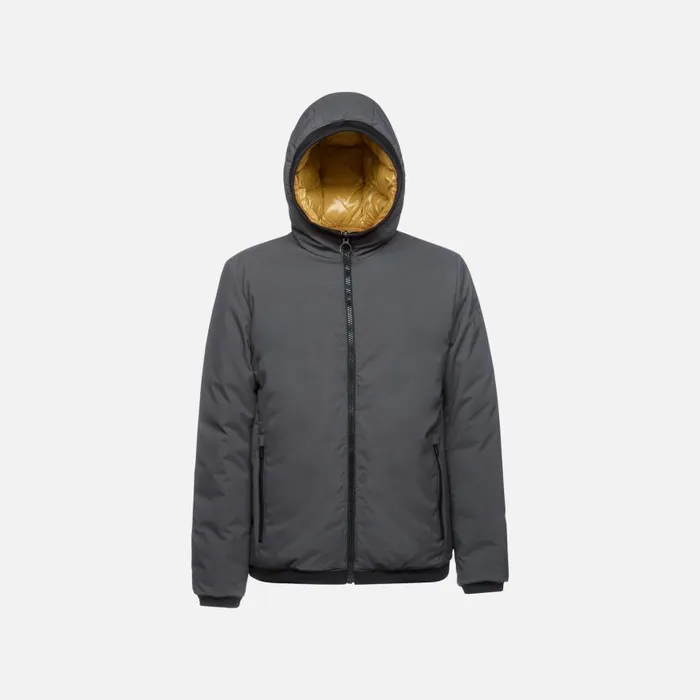Man Geox Jackets SPHERICA MAN AsphaltHarvest Gold Reversible Jacket Asphaltharvest Gold