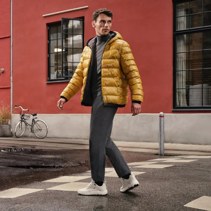 Man Geox Jackets SPHERICA MAN AsphaltHarvest Gold Reversible Jacket Asphaltharvest Gold
