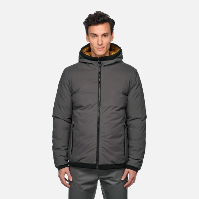 Man Geox Jackets SPHERICA MAN AsphaltHarvest Gold Reversible Jacket Asphaltharvest Gold