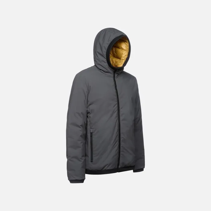 Man Geox Jackets SPHERICA MAN AsphaltHarvest Gold Reversible Jacket Asphaltharvest Gold