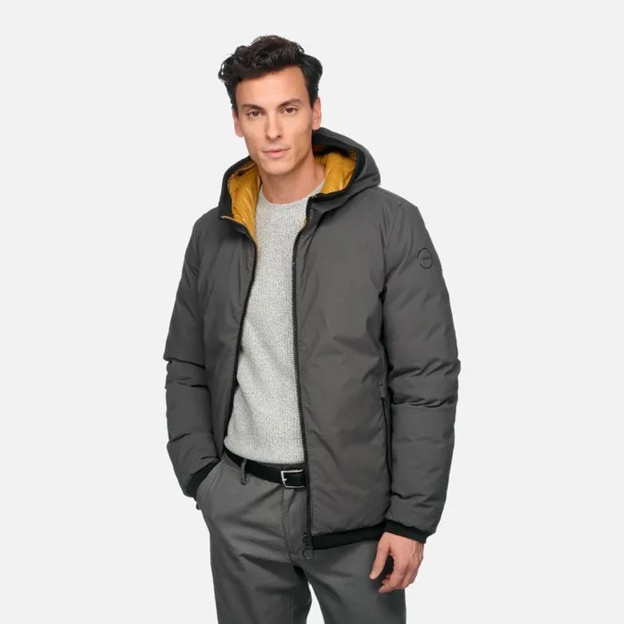 Man Geox Jackets SPHERICA MAN AsphaltHarvest Gold Reversible Jacket Asphaltharvest Gold