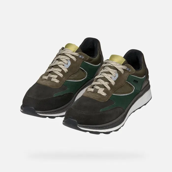 Man Geox Sneakers SPHERICA ACTIF X1 ABX MAN Dark CoffeeDark Green Low Top Sneakers Dark Coffeedark Green