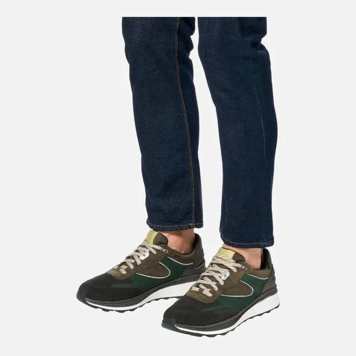 Man Geox Sneakers SPHERICA ACTIF X1 ABX MAN Dark CoffeeDark Green Low Top Sneakers Dark Coffeedark Green
