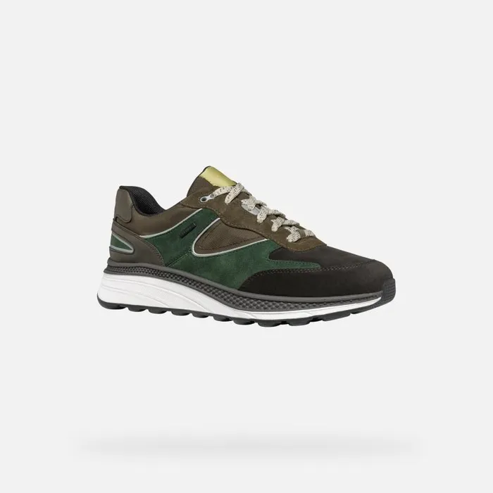 Man Geox Sneakers SPHERICA ACTIF X1 ABX MAN Dark CoffeeDark Green Low Top Sneakers Dark Coffeedark Green