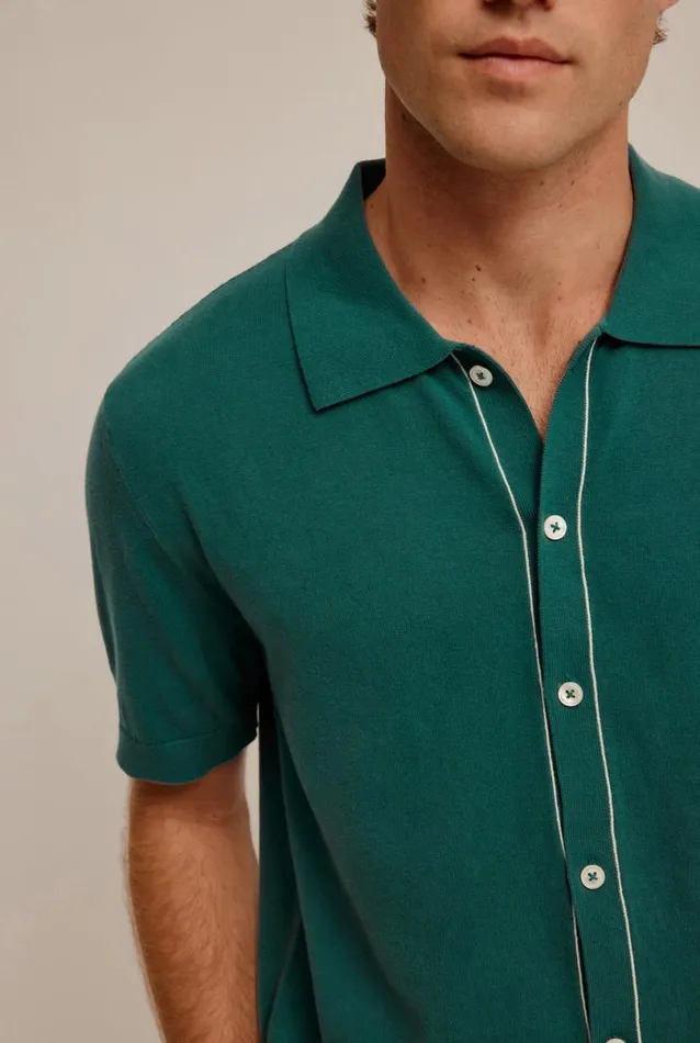 Man Venroy Knitwear Knitted Contrast Trim Shirt