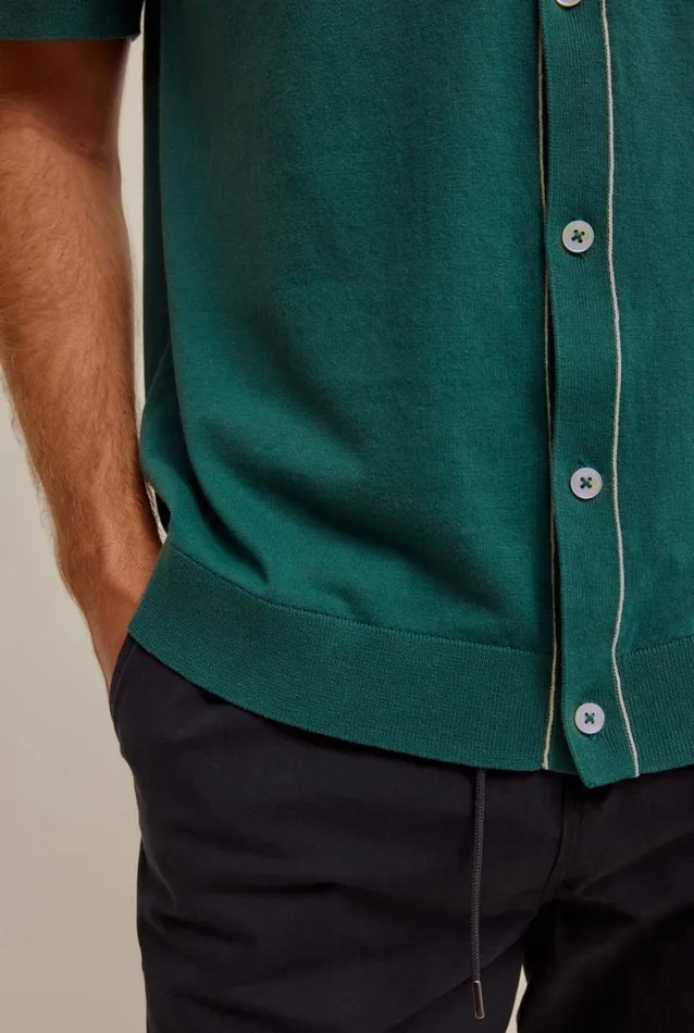 Man Venroy Knitwear Knitted Contrast Trim Shirt
