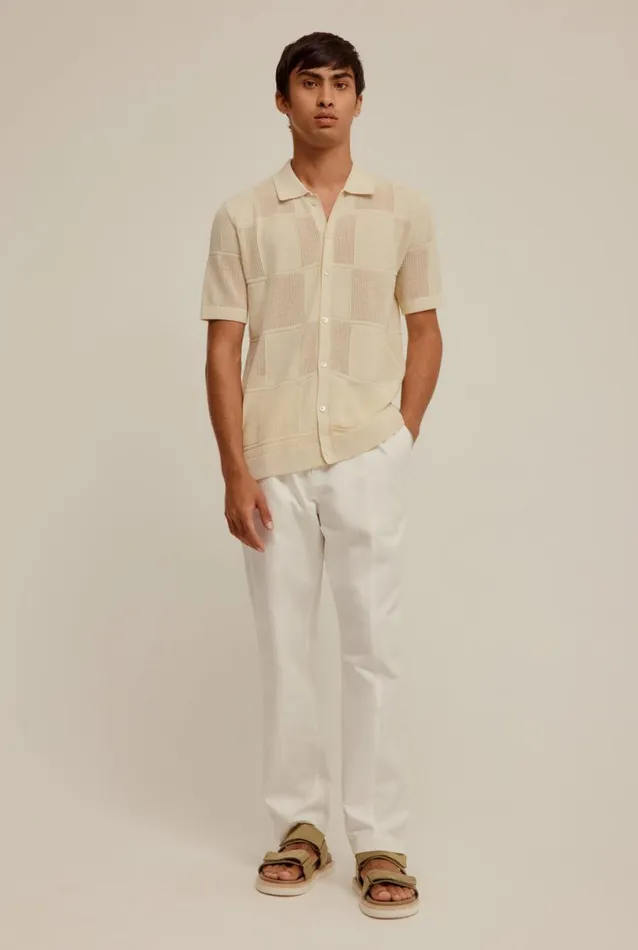 Man Venroy Knitwear Short Sleeve Knitted Check Shirt