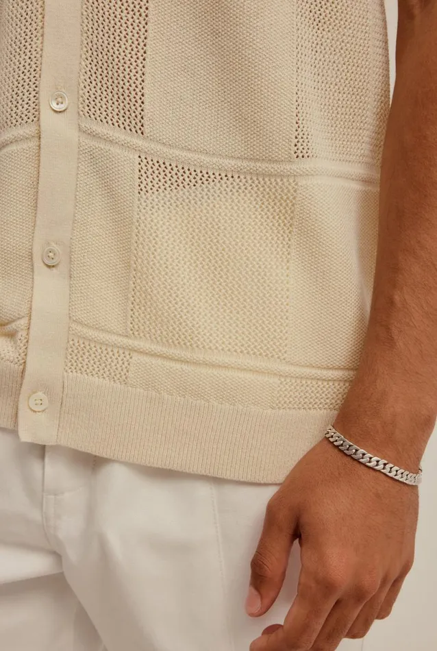 Man Venroy Knitwear Short Sleeve Knitted Check Shirt