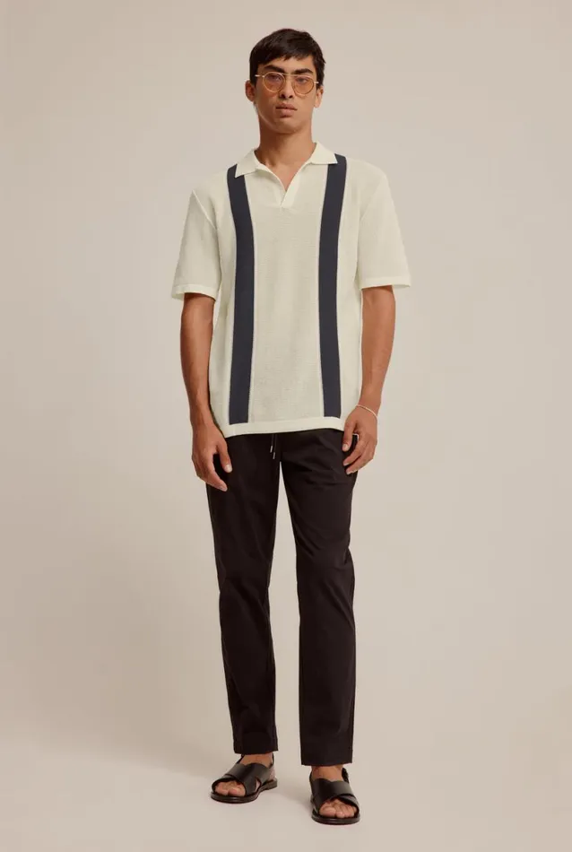 Man Venroy Polos Knitted Cotton Pique Open Neck Polo