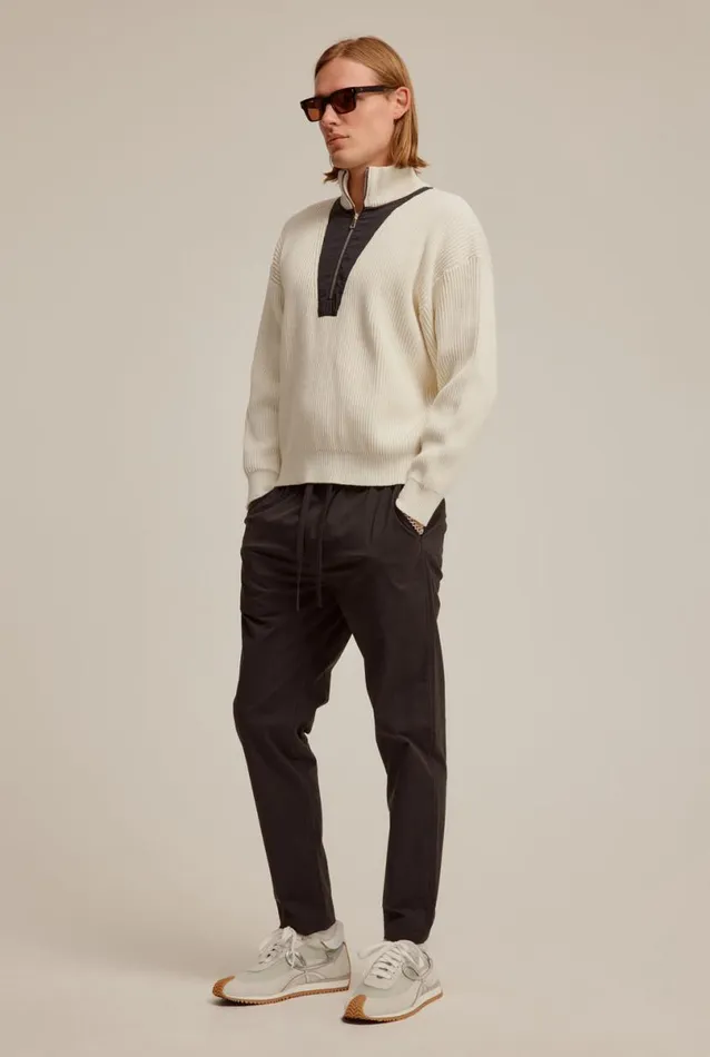 Man Venroy Sweaters Nylon Panel Quarter Zip Sweater