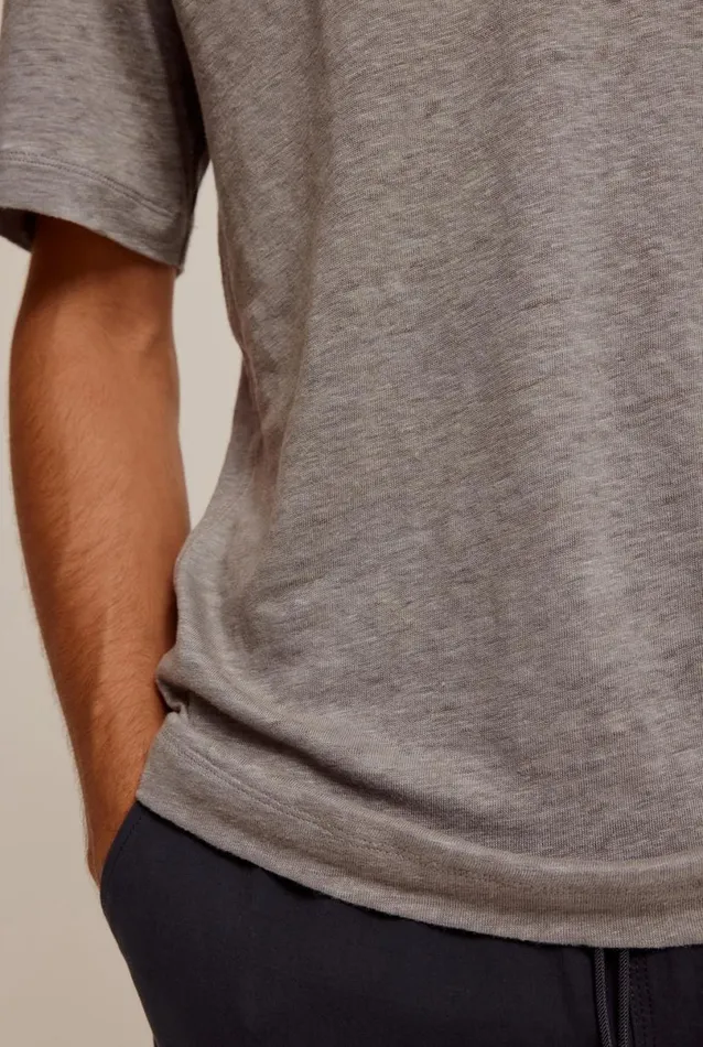 Man Venroy TShirts Coverstitch Linen TShirt