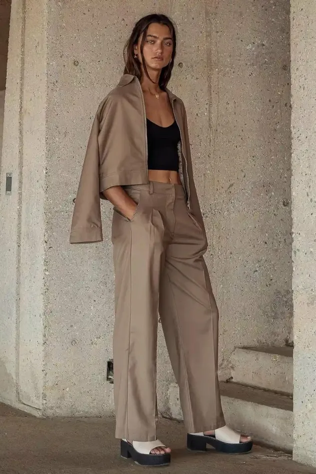 Marissa Straight Leg Pants Mocha Women Bohme Sets