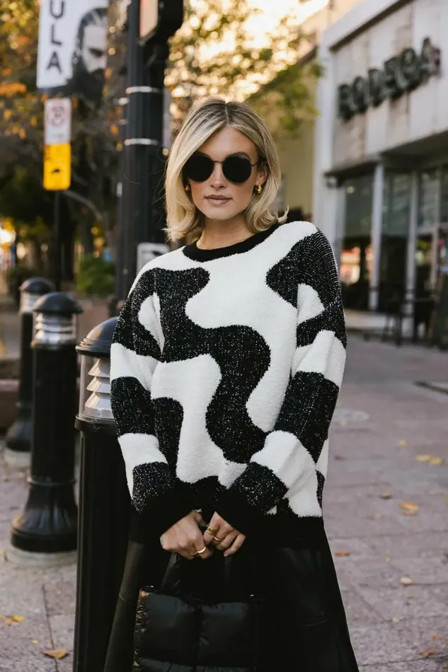 Marley Abstract Sweater Ivory Women Bohme Tops