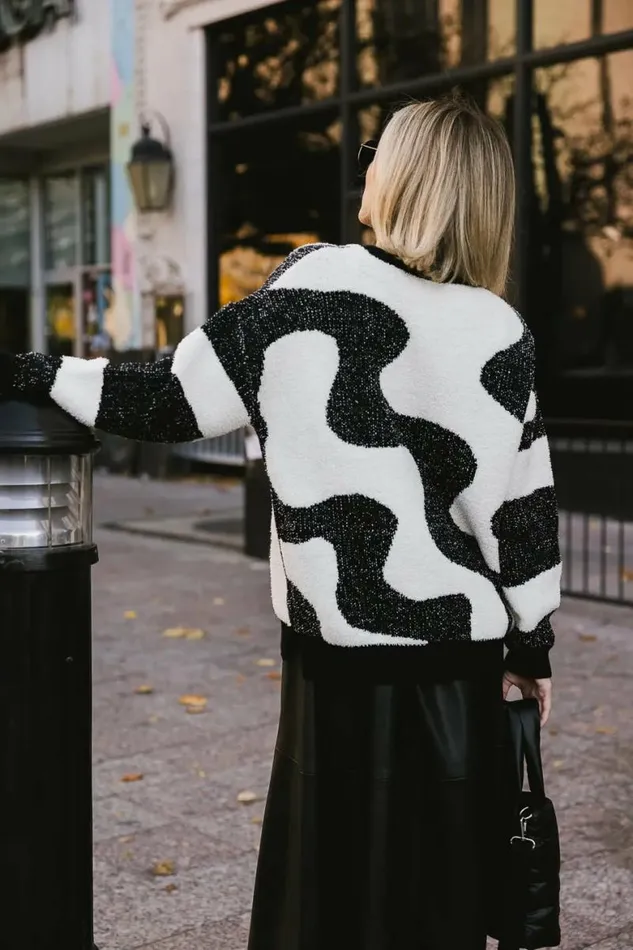 Marley Abstract Sweater Ivory Women Bohme Tops