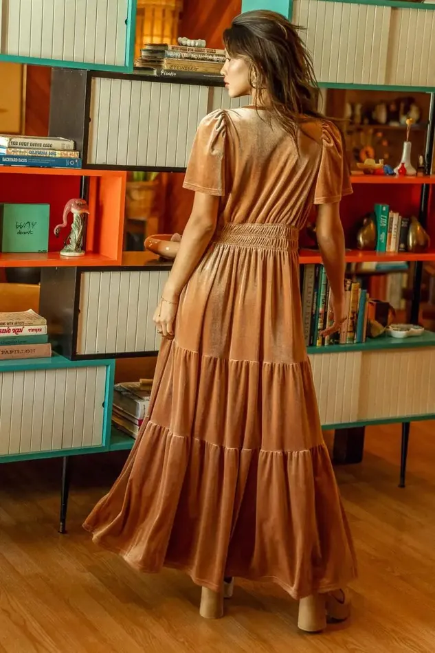 Marlowe Velvet Dress In Taupe Taupe Women Bohme Dresses