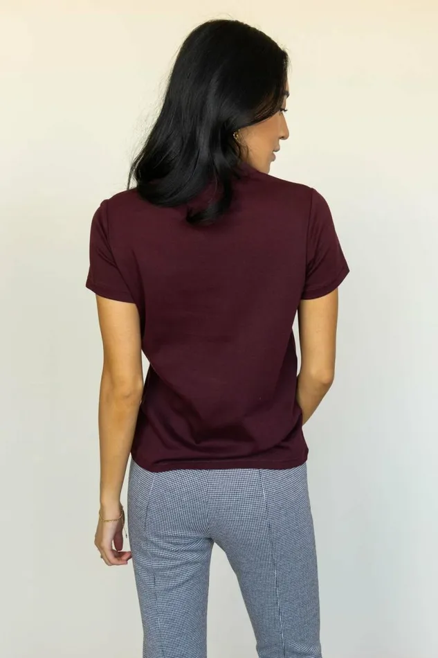 Mckenna TShirt In Burgundy Burgundy Women Bohme Tees and Tanks