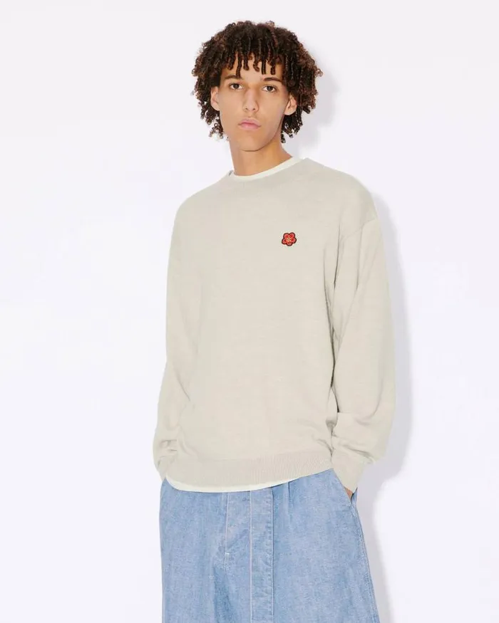 Men 039Boke Flower039 Embroidered Jumper Pale Grey Kenzo Sweaters And Cardigans