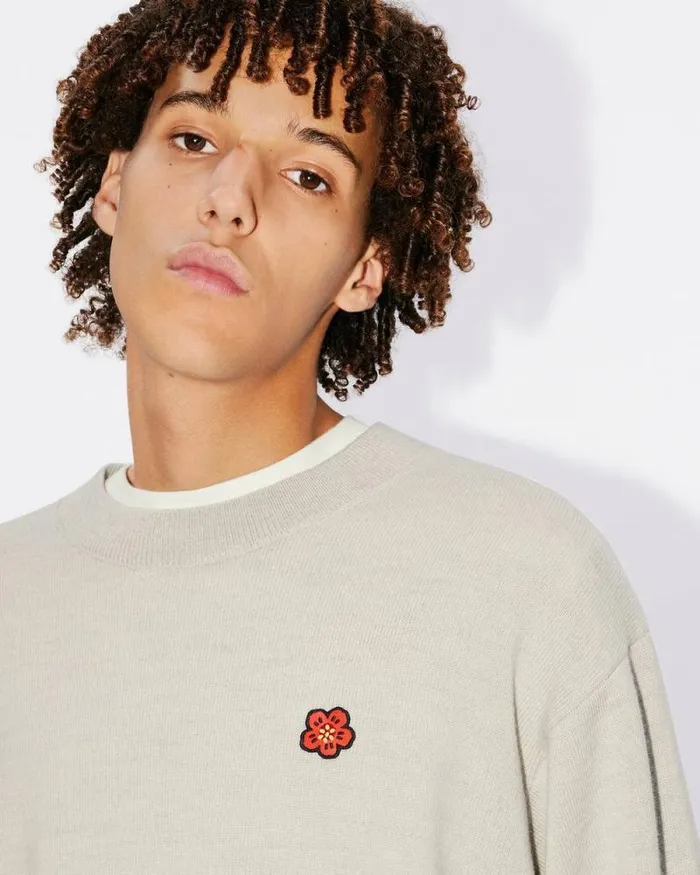 Men 039Boke Flower039 Embroidered Jumper Pale Grey Kenzo Sweaters And Cardigans