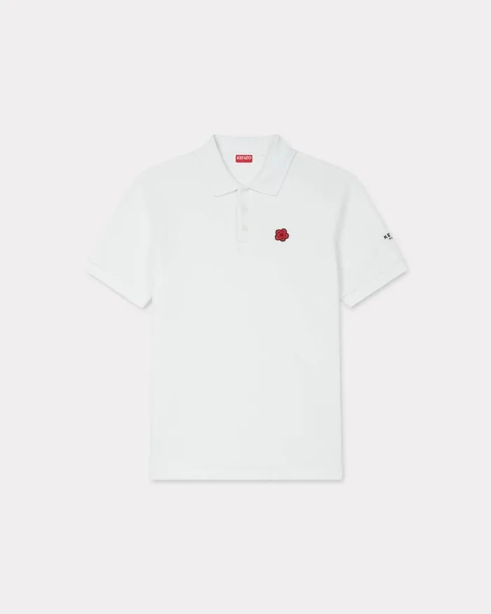 Men 039Boke Flower039 Embroidered Slim Polo In Cotton Off White Kenzo Tshirts And Polos