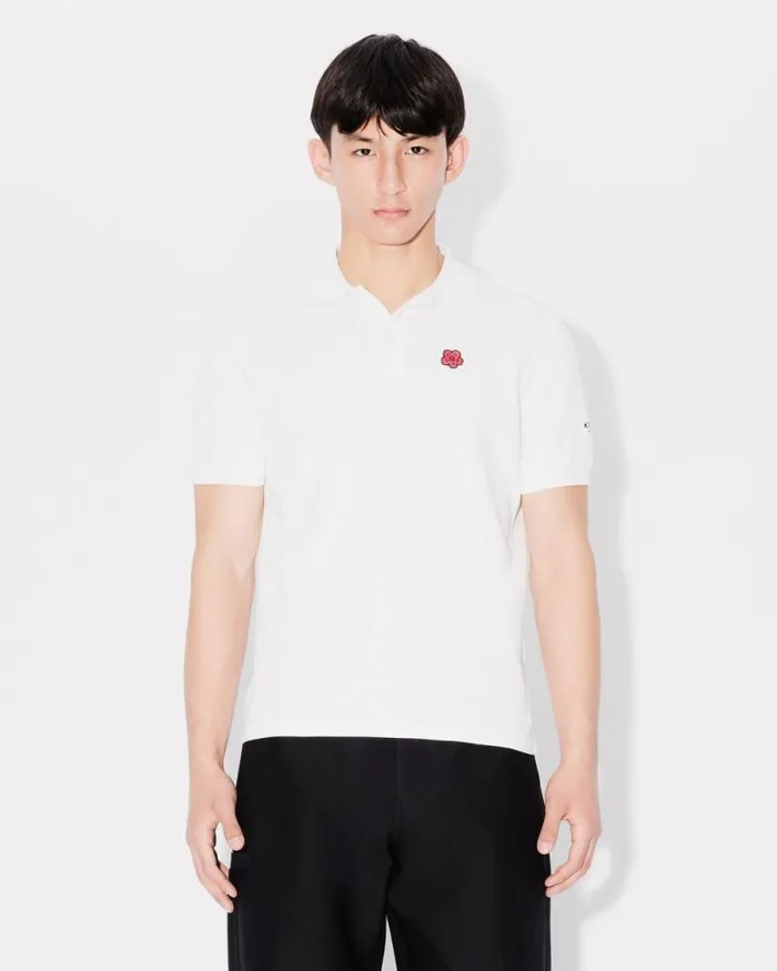 Men 039Boke Flower039 Embroidered Slim Polo In Cotton Off White Kenzo Tshirts And Polos