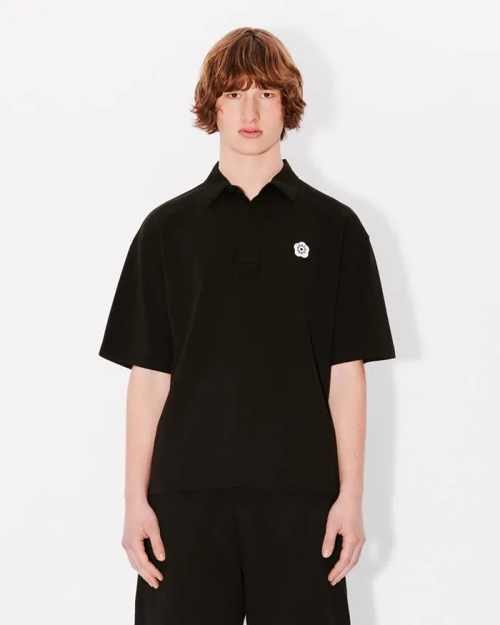 Men 039Boke Flower 20039 Embroidered Polo In Cotton Black Kenzo Tshirts And Polos