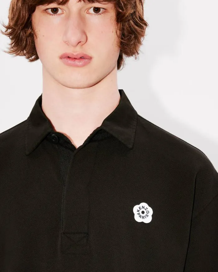 Men 039Boke Flower 20039 Embroidered Polo In Cotton Black Kenzo Tshirts And Polos