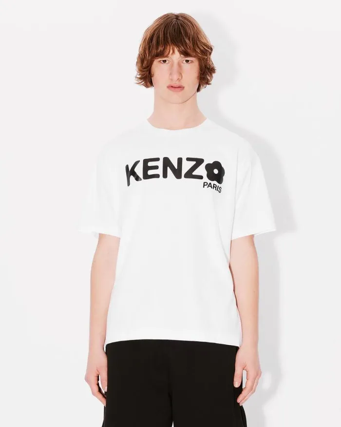 Men 039Boke Flower 20039 Oversized Tshirt In Cotton White Kenzo Tshirts And Polos