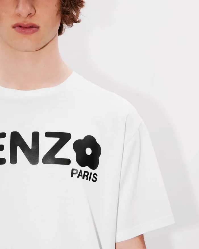 Men 039Boke Flower 20039 Oversized Tshirt In Cotton White Kenzo Tshirts And Polos