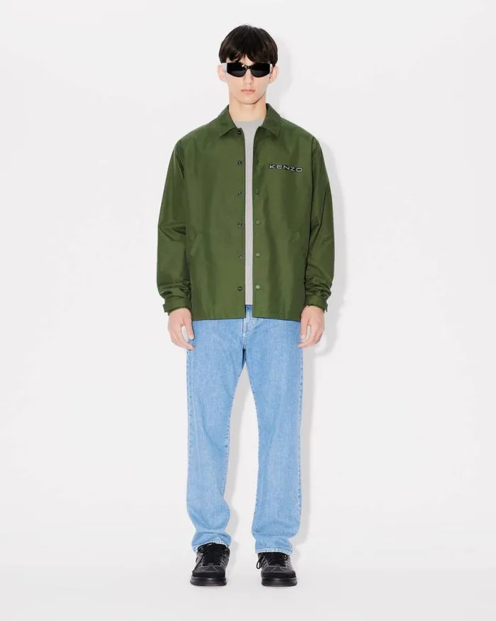 Men 039KENZO Business039 Padded Coach Jacket Dark Khaki Kenzo Jackets And Coats
