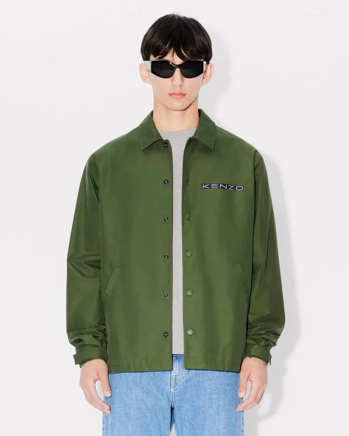 Men 039KENZO Business039 Padded Coach Jacket Dark Khaki Kenzo Jackets And Coats