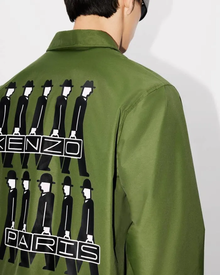 Men 039KENZO Business039 Padded Coach Jacket Dark Khaki Kenzo Jackets And Coats