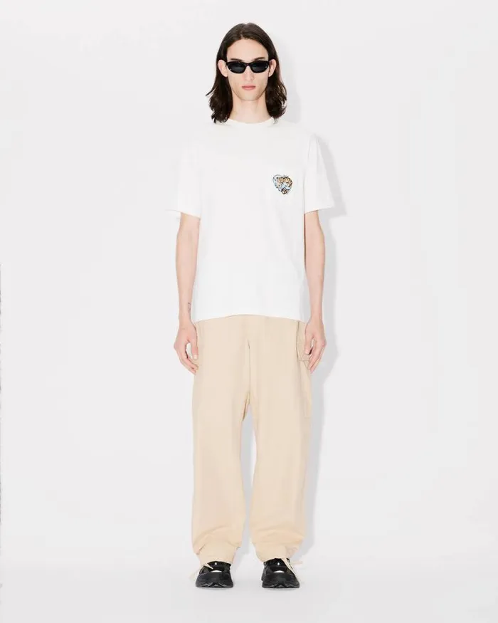 Men 039KENZO Jungle Heart039 Tshirt In Cotton Off White Kenzo Tshirts And Polos
