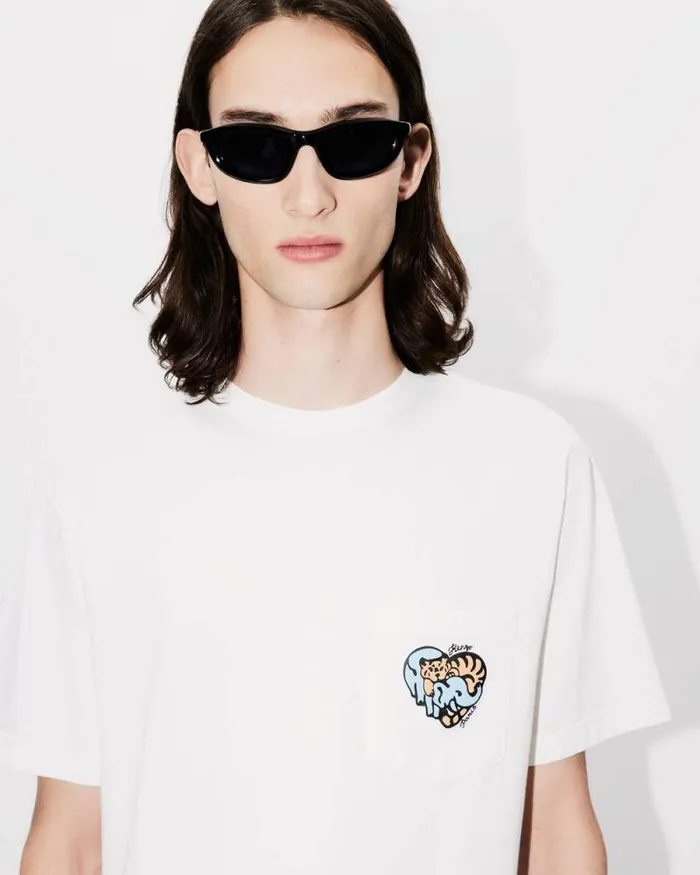Men 039KENZO Jungle Heart039 Tshirt In Cotton Off White Kenzo Tshirts And Polos