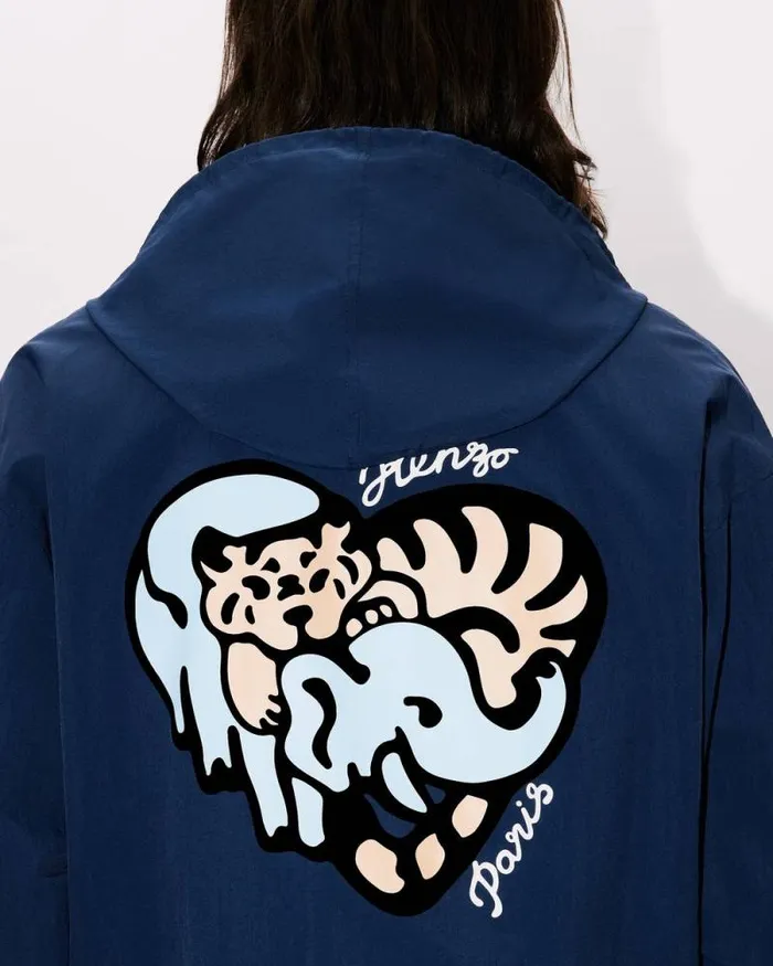 Men 039KENZO Jungle Heart039 Windbreaker Midnight Blue Kenzo Jackets And Coats