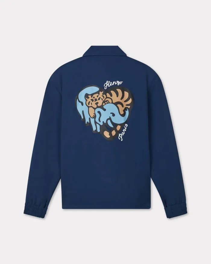 Men 039KENZO Jungle Heart039 Windbreaker Midnight Blue Kenzo Jackets And Coats