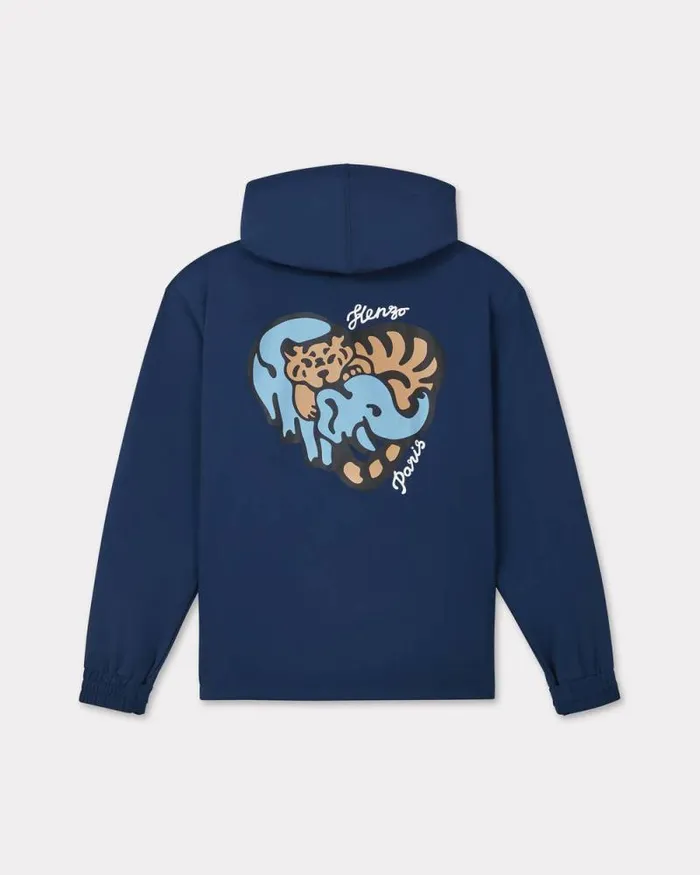 Men 039KENZO Jungle Heart039 Windbreaker Midnight Blue Kenzo Jackets And Coats