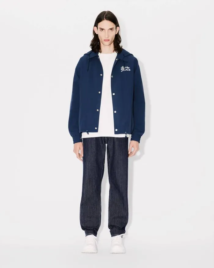 Men 039KENZO Jungle Heart039 Windbreaker Midnight Blue Kenzo Jackets And Coats