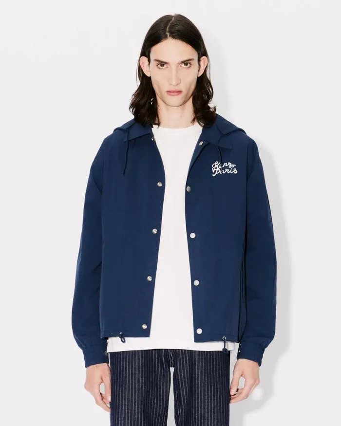 Men 039KENZO Jungle Heart039 Windbreaker Midnight Blue Kenzo Jackets And Coats
