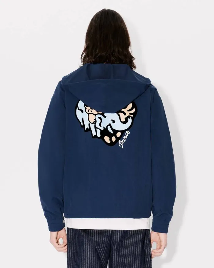 Men 039KENZO Jungle Heart039 Windbreaker Midnight Blue Kenzo Jackets And Coats