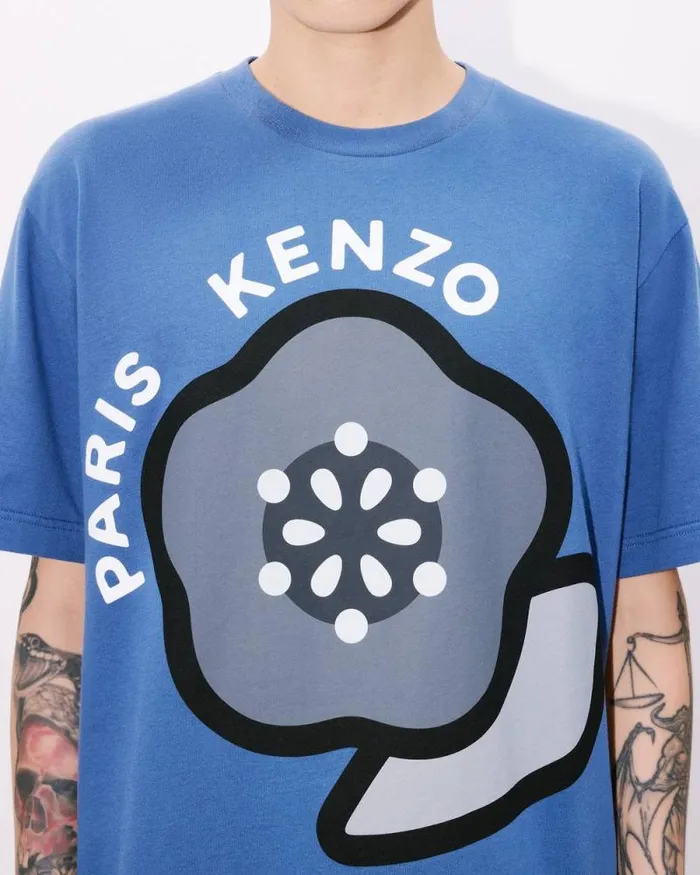 Men 039KENZO Pop039 Tshirt In Cotton Blue Kenzo Tshirts And Polos