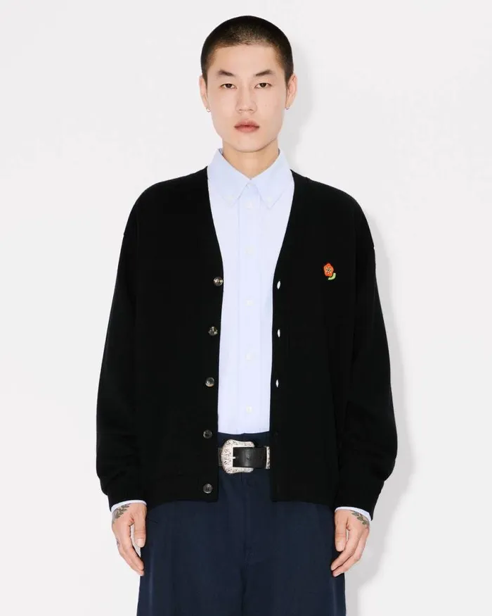 Men 039KENZO Pop039 Wool Cardigan Black Kenzo Sweaters And Cardigans