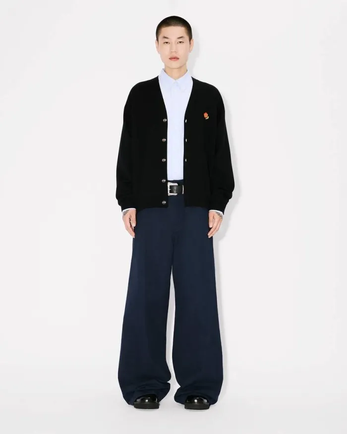 Men 039KENZO Pop039 Wool Cardigan Black Kenzo Sweaters And Cardigans