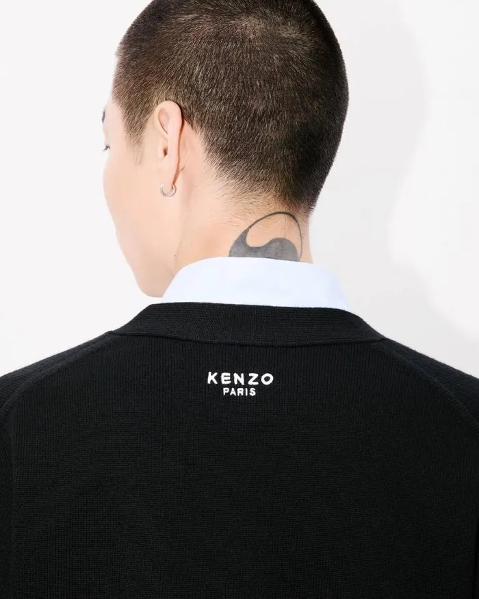 Men 039KENZO Pop039 Wool Cardigan Black Kenzo Sweaters And Cardigans