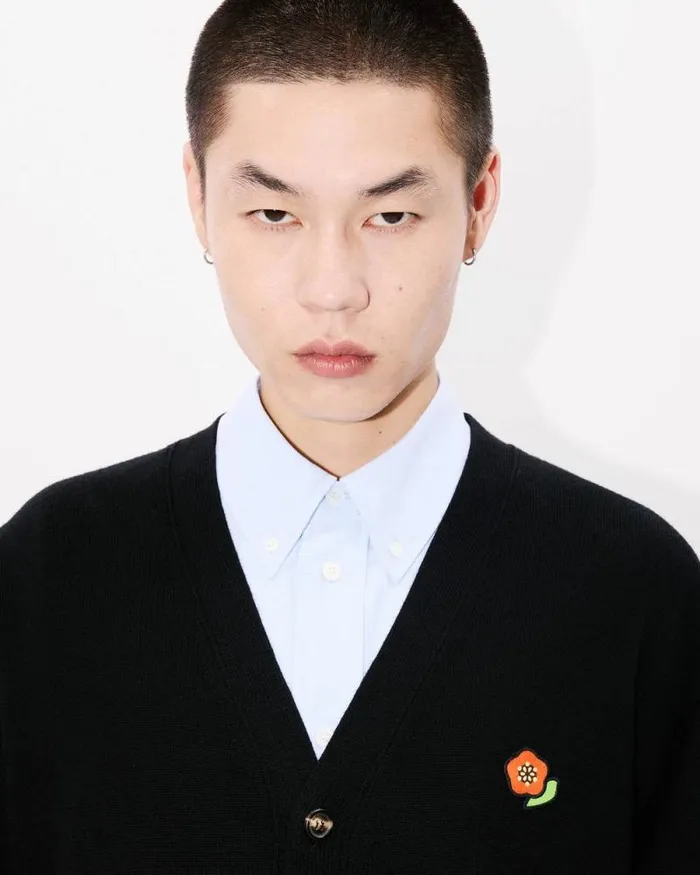 Men 039KENZO Pop039 Wool Cardigan Black Kenzo Sweaters And Cardigans