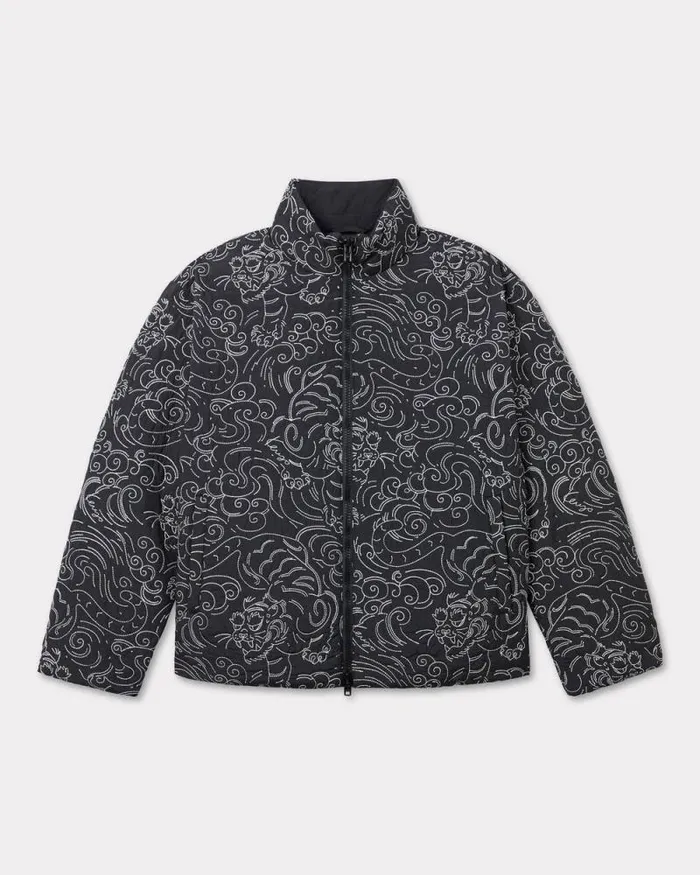 Men 039KENZO Star Tiger039 Down Jacket Black Kenzo Jackets And Coats